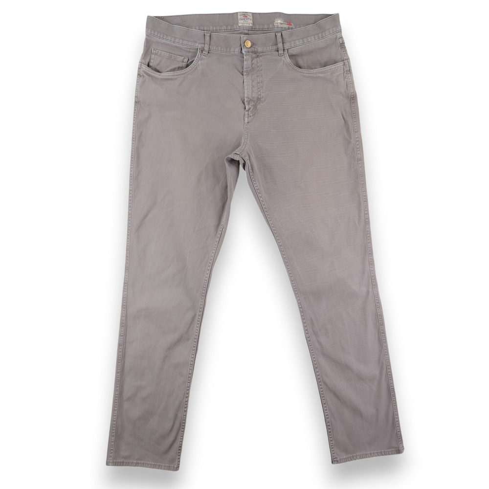Faherty Comfort Twill 5-Pocket Pant Mens 36x32 Grey Cotton Stretch Straight Leg